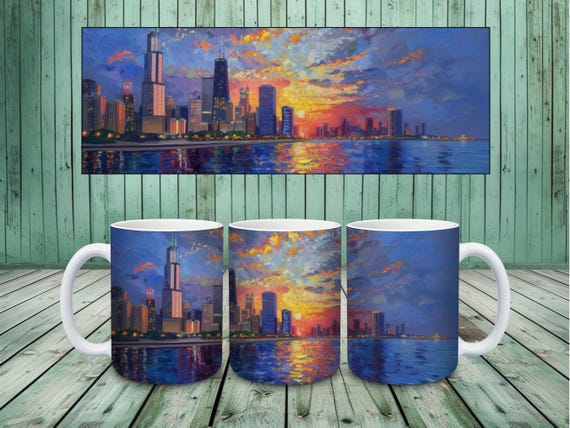 Chicago Skyline Blue Sunset Mug