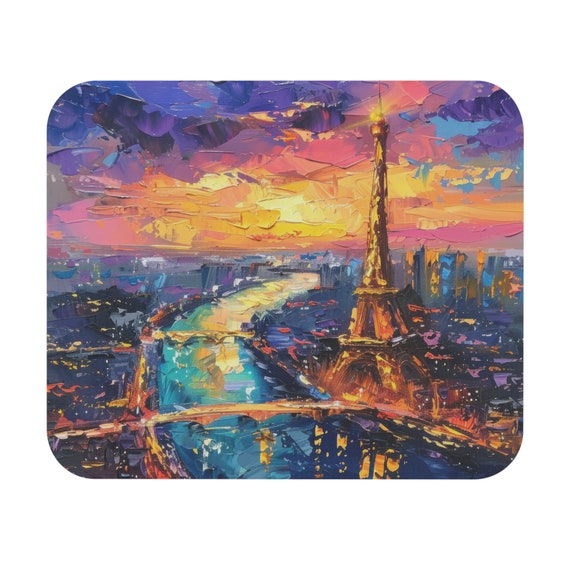 Inspired Paris Skyline at Sunset Mouse Pad, Non-Slip (from the Art-Inspired Global Cities Collection)