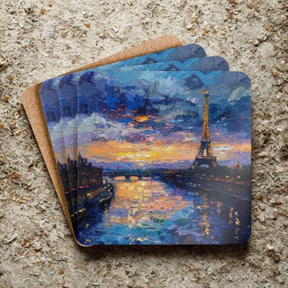 Eiffel Tower Cork Coaster Set