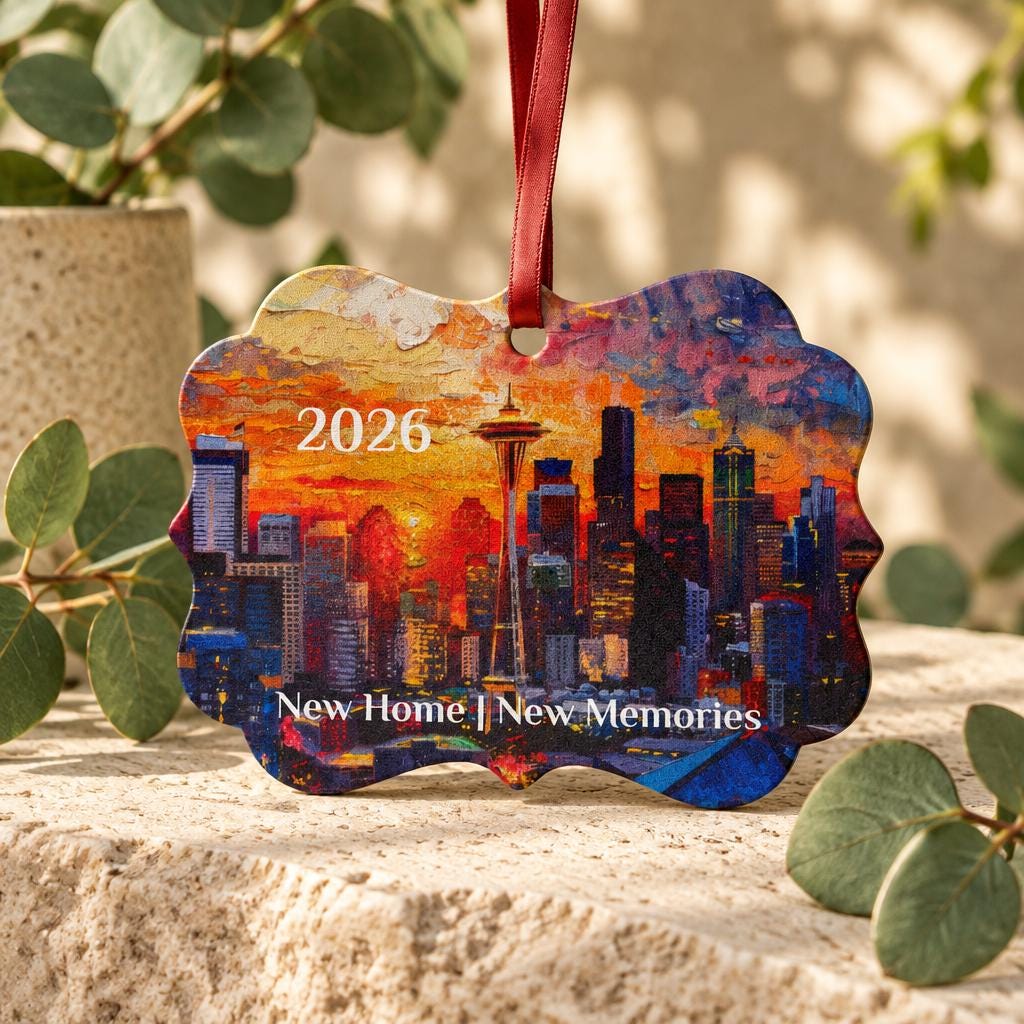Seattle Medallion Ornament | Space Needle at Sunset