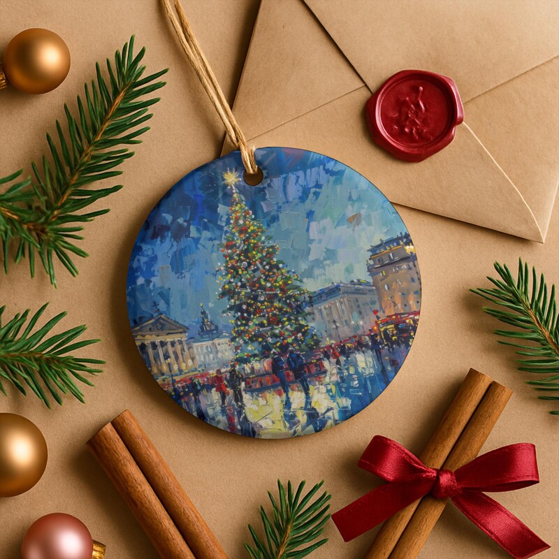 London Christmas Ornament - Trafalgar Square Holiday Tree Decoration, British Travel Keepsake