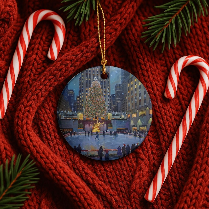 Rockefeller Center Christmas Ornament - NYC Christmas Tree Decoration, New York Travel Keepsake Gift