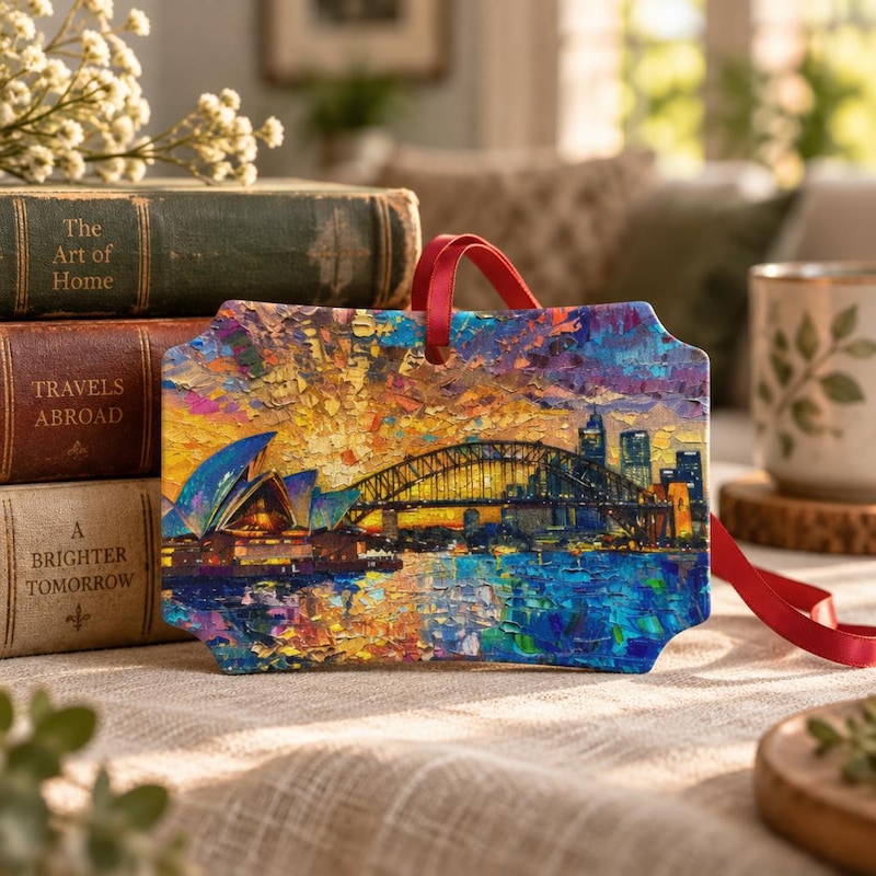 Sydney Skyline Ornament, Opera House and Harbour Bridge at Sunset