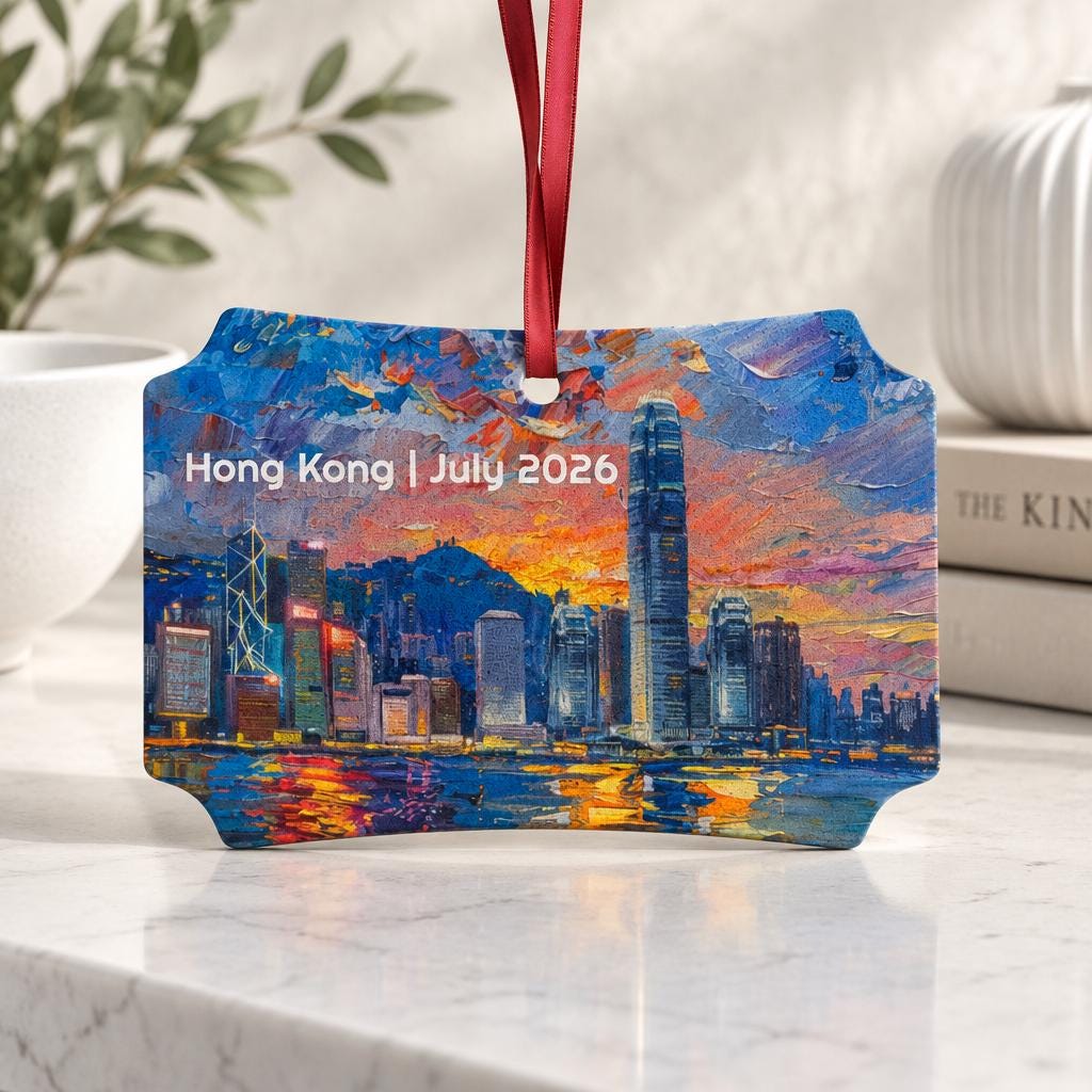 Hong Kong Ornament | Scalloped Sunset Harbour Skyline