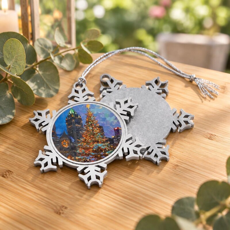 Toronto Christmas Tree Ornament, Pewter Snowflake