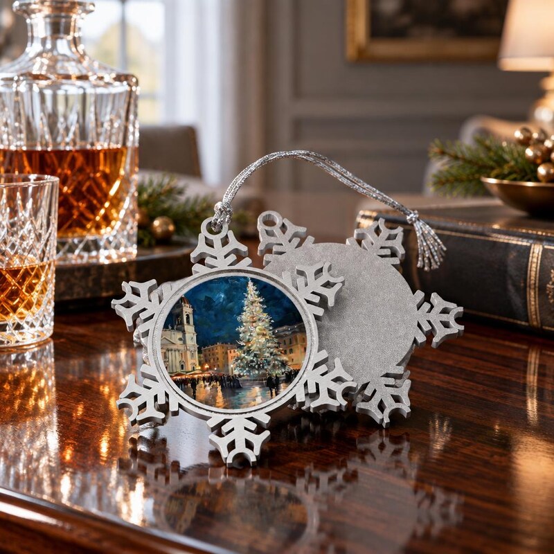Rome Christmas Tree Ornament, Pewter Snowflake
