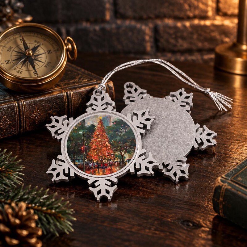 Singapore Christmas Tree Ornament, Pewter Snowflake