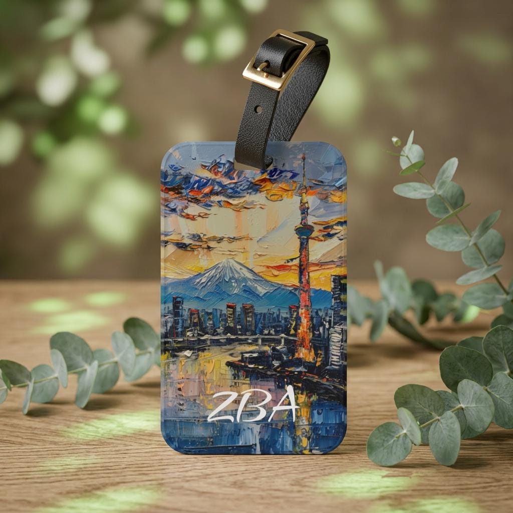 Tokyo Skyline Luggage Tag - Personalized Travel Tag with Monogram