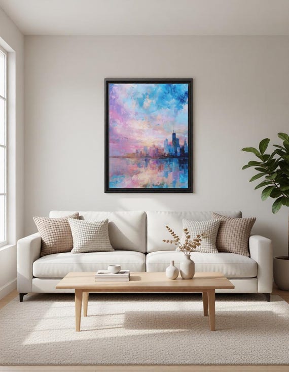 Chicago Skyline Horizon Floating Frame Canvas