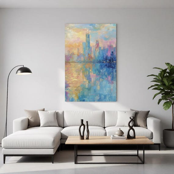 Chicago Skyline Reflections Canvas Wall Art