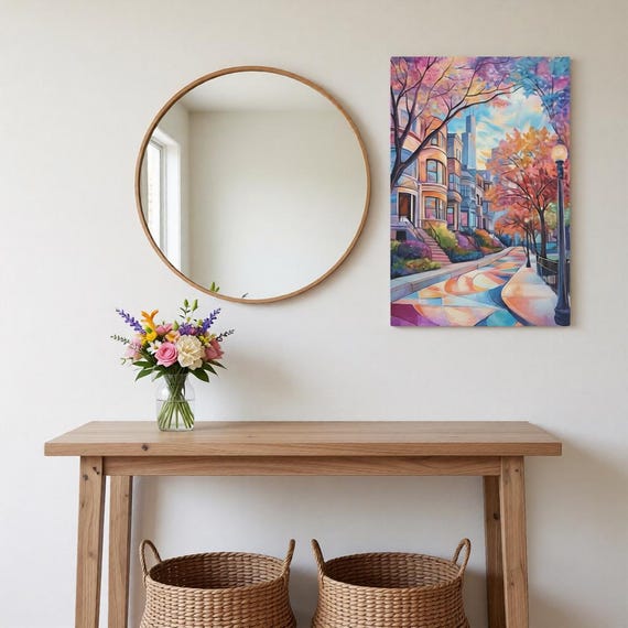Chicago Neighborhood Brownstone Metal Wall Art