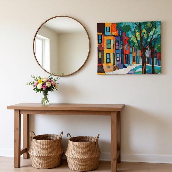 Chicago Abstract Brownstones Canvas Wall Art