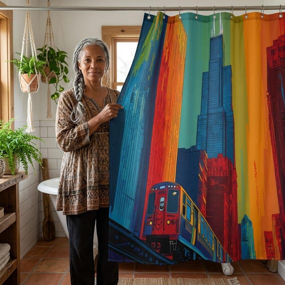 Chicago Skyline Art Shower Curtain