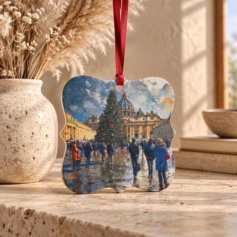 Personalized Rome Ornament, St. Peter's Square Christmas Tree
