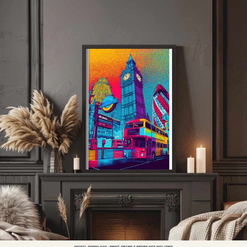 London Big Ben Printable Wall Art | Colorful Pop Art | Travel Memory
