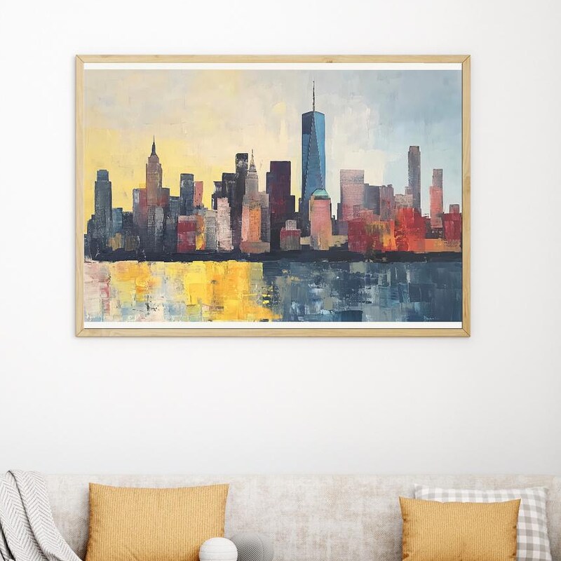 New York Textured Skyline Printable Art | Minimalist Home Office Decor