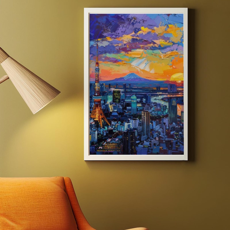Tokyo Skyline Printable Wall Art | Impressionist City Travel Memory