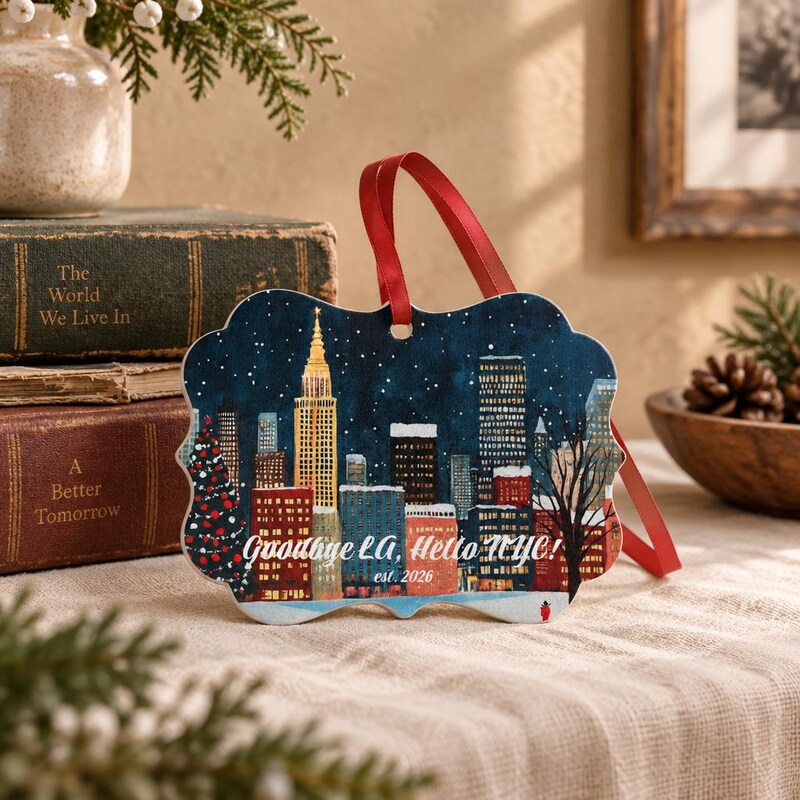 Personalized New York Ornament - Snowy City Lights Christmas Keepsake