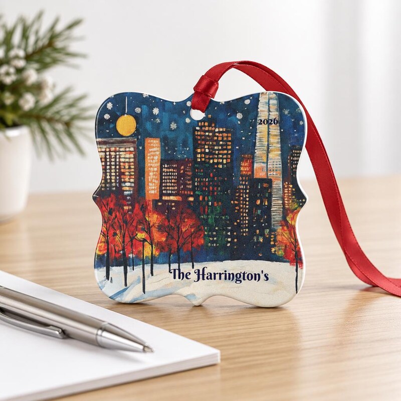 Personalized New York Ornament - Winter in the City Christmas Keepsake